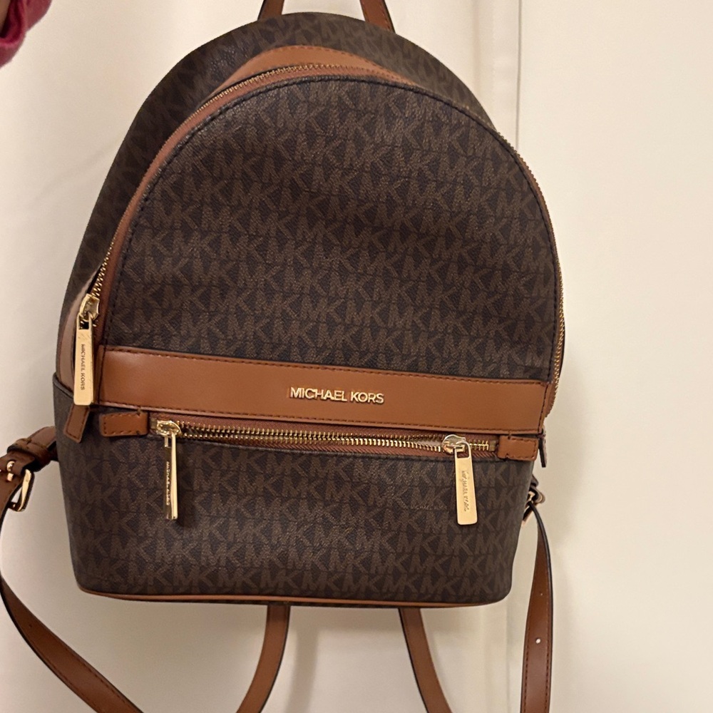 Michael Kors Dark Brown and Tan Backpack